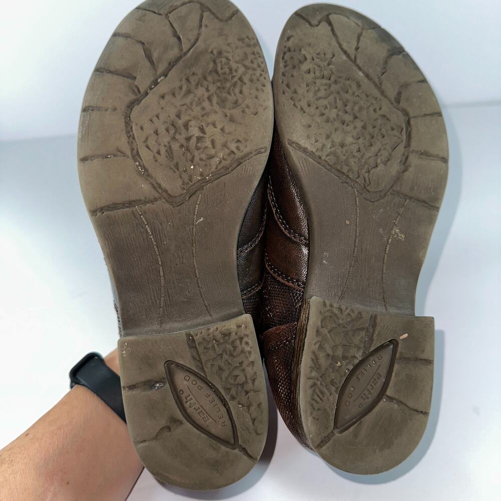 Earth Blythe Shoes Womens 7.5W Wide Brown Leather Comfort Cap Toe Oxford Slip On - Picture 6 of 12